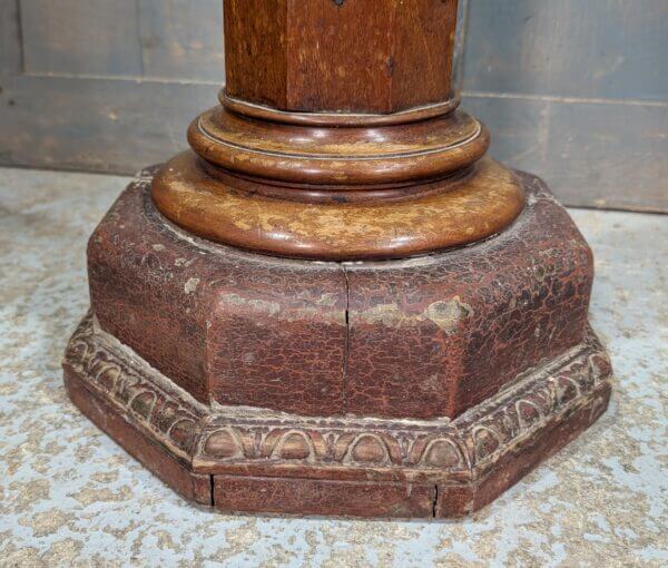 Victorian Teak Church Plant Stand with Heavy Decorative Base