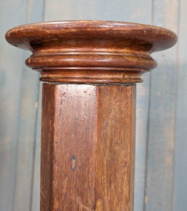 Victorian Teak Church Plant Stand with Heavy Decorative Base