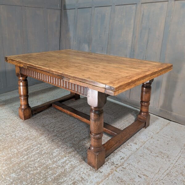 Giant Oak Draw Leaf 17th Century Style Refectory Table