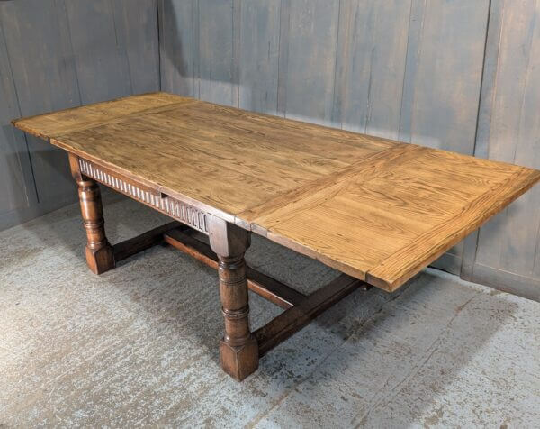 Giant Oak Draw Leaf 17th Century Style Refectory Table