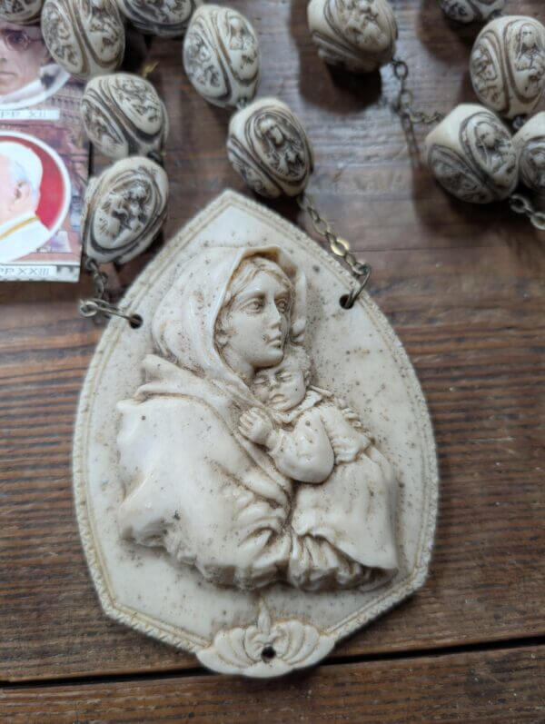 Giant Resin Set of Rosary Beads with Madonna