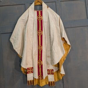 Hayes & Finch Vintage Ivory Silk with Red Orphrey Chasuble & Stole