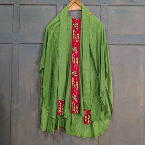 1960's Vintage Green Chasuble & Stole with Red Orphreys Depicting Grapes & Wheat