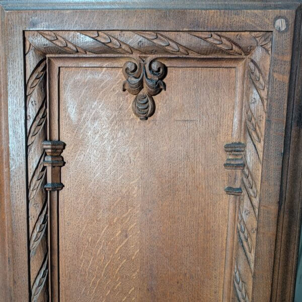 High Back Vintage Heavy Carved Oak Choir Pew from St Michael & All Angels Church Eastbourne