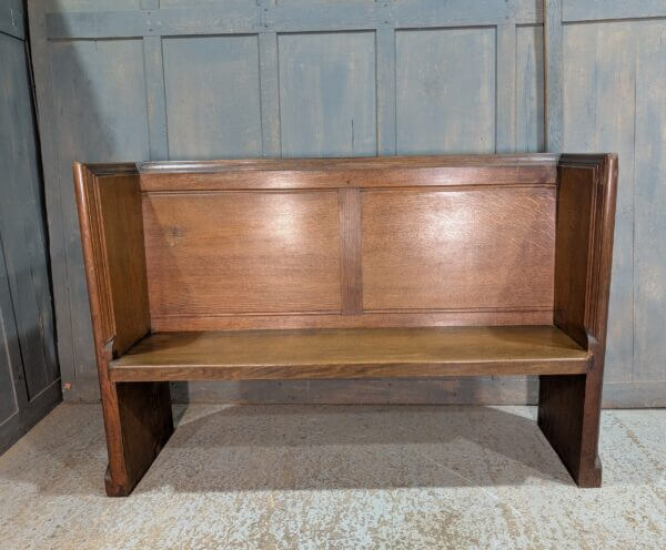 High Back Vintage Heavy Carved Oak Choir Pew from St Michael & All Angels Church Eastbourne