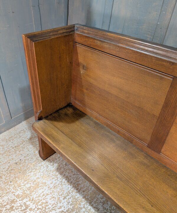 High Back Vintage Heavy Carved Oak Choir Pew from St Michael & All Angels Church Eastbourne