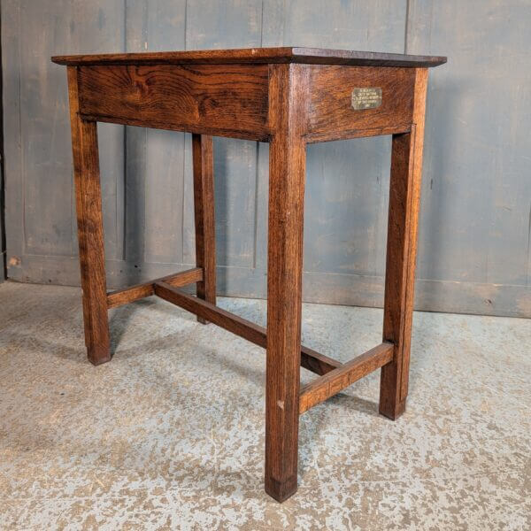 Modern Solid Oak Church Credence Table with Carved Cross