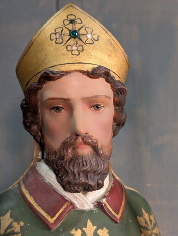 Medium to Large Antique Religious Statue of St Patrick with Crozier