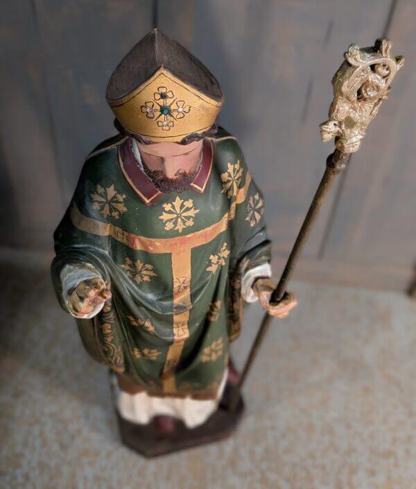 Medium to Large Antique Religious Statue of St Patrick with Crozier