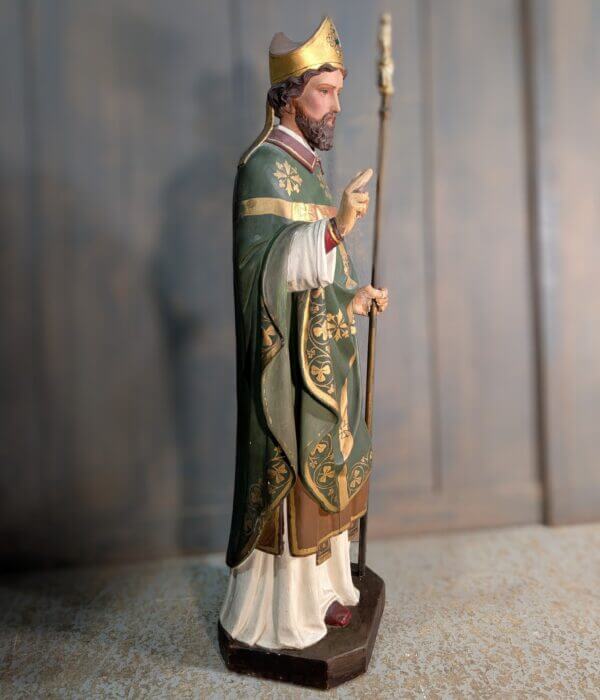 Medium to Large Antique Religious Statue of St Patrick with Crozier