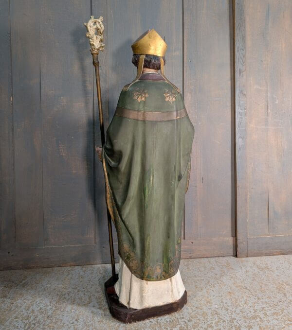 Medium to Large Antique Religious Statue of St Patrick with Crozier