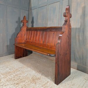 Fleur de Lys 1860's Antique Pine Church Pews Benches from St Faith's Maidstone