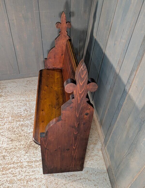 Fleur de Lys 1860's Antique Pine Church Pews Benches from St Faith's Maidstone