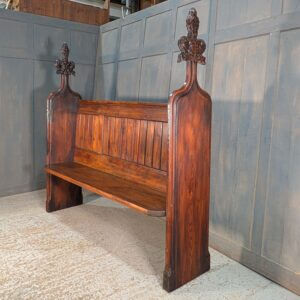 St Faiths Maidstone 1870's Gothic Baltic Pine High Back Choir Pews with Fantastic Carved Finials