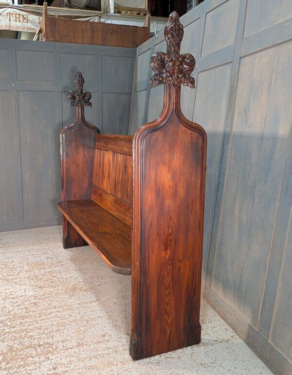 St Faiths Maidstone 1870's Gothic Baltic Pine High Back Choir Pews with Fantastic Carved Finials