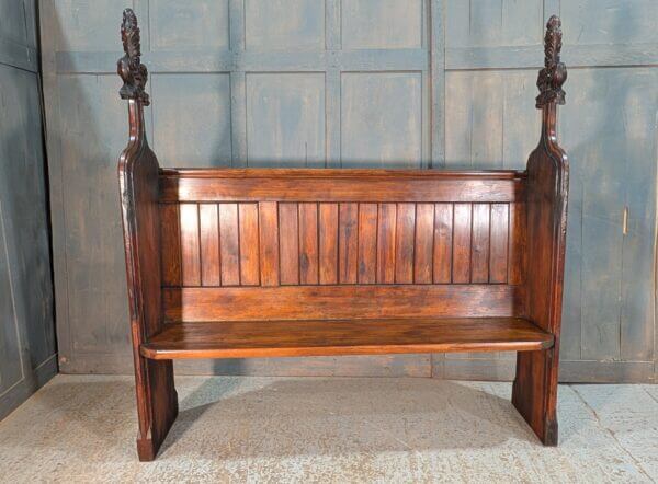 St Faiths Maidstone 1870's Gothic Baltic Pine High Back Choir Pews with Fantastic Carved Finials