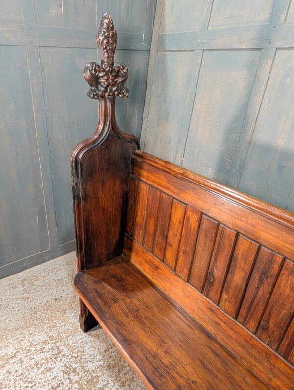 St Faiths Maidstone 1870's Gothic Baltic Pine High Back Choir Pews with Fantastic Carved Finials