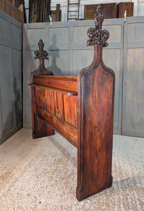 St Faiths Maidstone 1870's Gothic Baltic Pine High Back Choir Pews with Fantastic Carved Finials