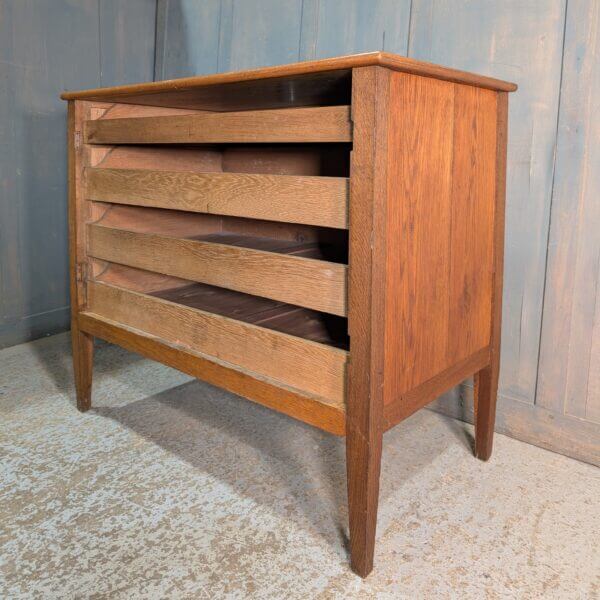 Early 20th Century Oak North European Textile Plan Chest Press