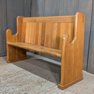 Mid Century Honey Oak T&G Back Church Chapel Bench Pew