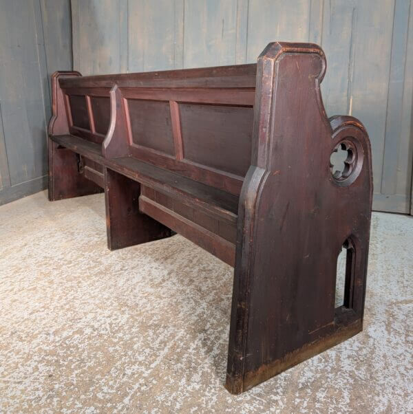 Gothic Victorian Dark Pine Church Chapel Pew Bench from St Oswalds Rugby