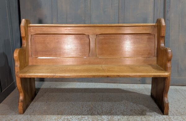 Pure Classic Pale Oak Shaped End Gothic Carved Church Pew Benches from St Oswalds Rugby