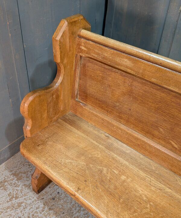 Pure Classic Pale Oak Shaped End Gothic Carved Church Pew Benches from St Oswalds Rugby