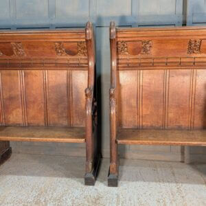 A Pair of Spectacular Antique Gothic Canopied Bishops Throne Chairs Pews