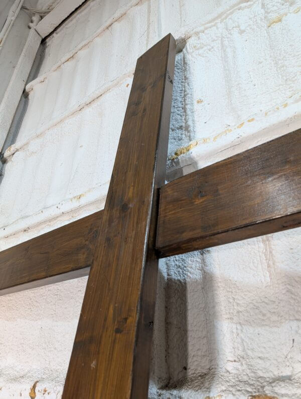 Very Large 3m Tall Dark Pine Wall Cross From St Andrew's Methodist Brentwood