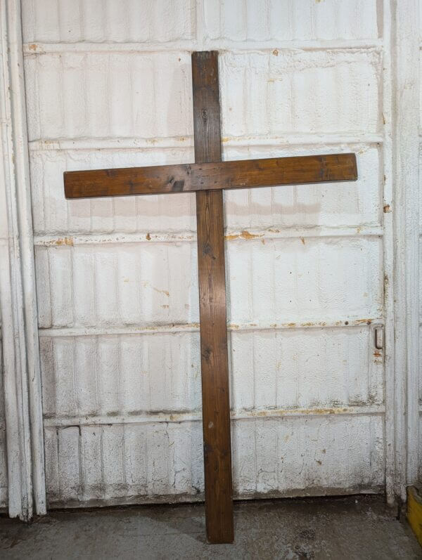 Very Large 3m Tall Dark Pine Wall Cross From St Andrew's Methodist Brentwood