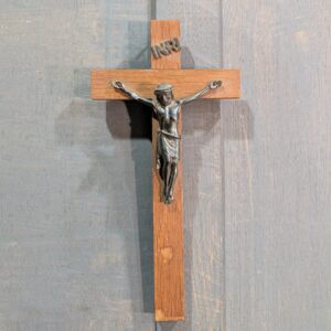 Smaller Size French Medium Oak Dark Metal Crucifix