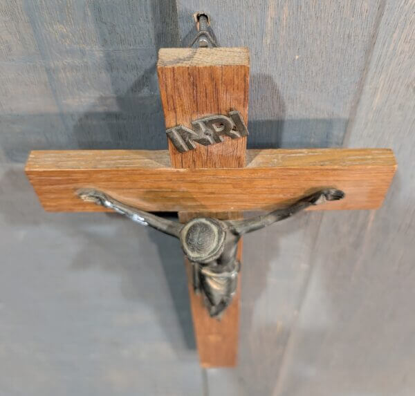 Smaller Size French Medium Oak Dark Metal Crucifix