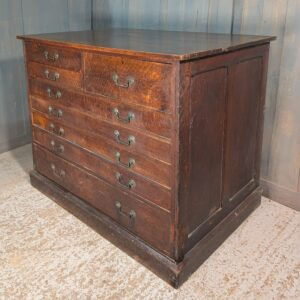 Rare Original Victorian Solid Oak Vestry Plan Textile Vestment Chest