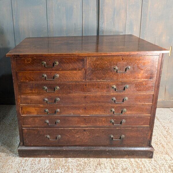 Rare Original Victorian Solid Oak Vestry Plan Textile Vestment Chest