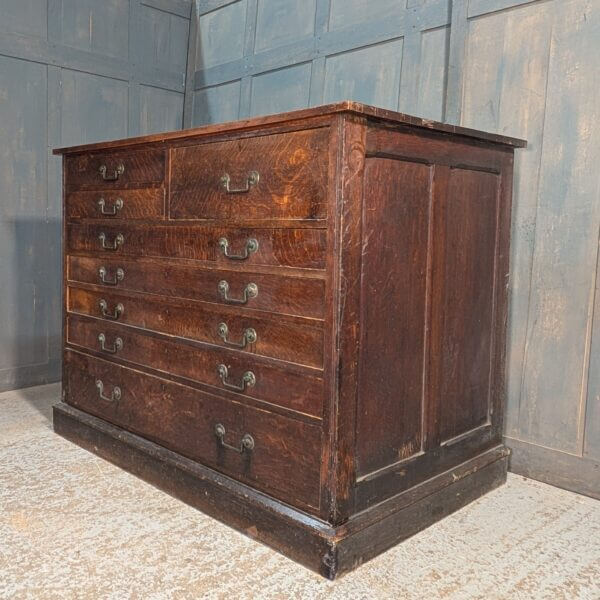 Rare Original Victorian Solid Oak Vestry Plan Textile Vestment Chest