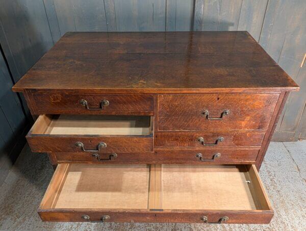 Rare Original Victorian Solid Oak Vestry Plan Textile Vestment Chest