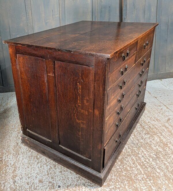 Rare Original Victorian Solid Oak Vestry Plan Textile Vestment Chest