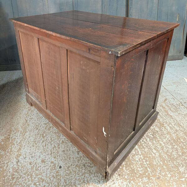 Rare Original Victorian Solid Oak Vestry Plan Textile Vestment Chest