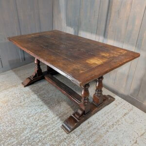 18th Century Style Rectangular Oak Refectory Dining Table with Inset Legs