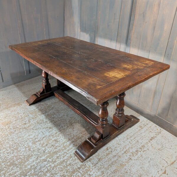 18th Century Style Rectangular Oak Refectory Dining Table with Inset Legs