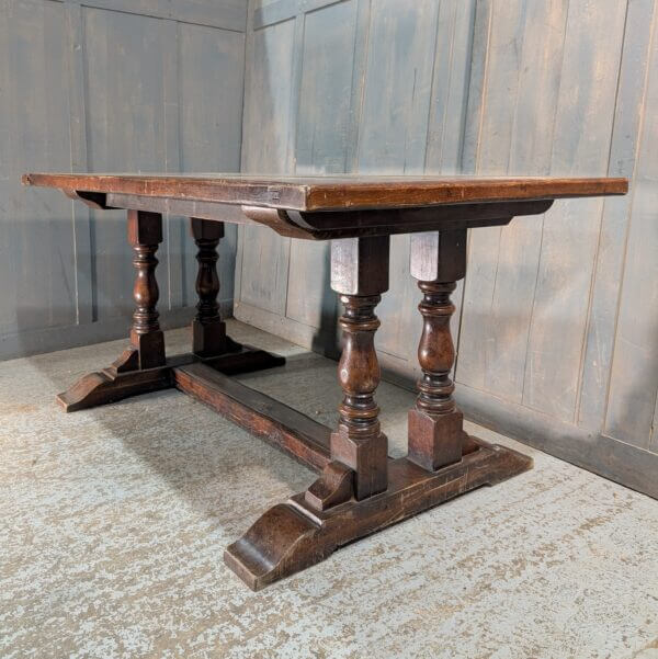 18th Century Style Rectangular Oak Refectory Dining Table with Inset Legs