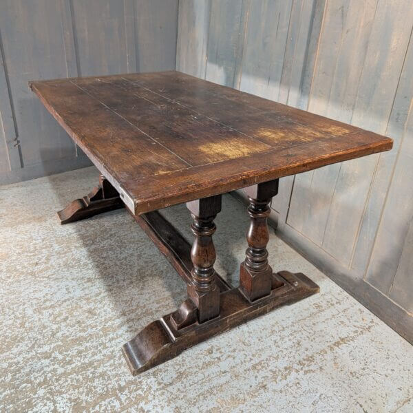 18th Century Style Rectangular Oak Refectory Dining Table with Inset Legs