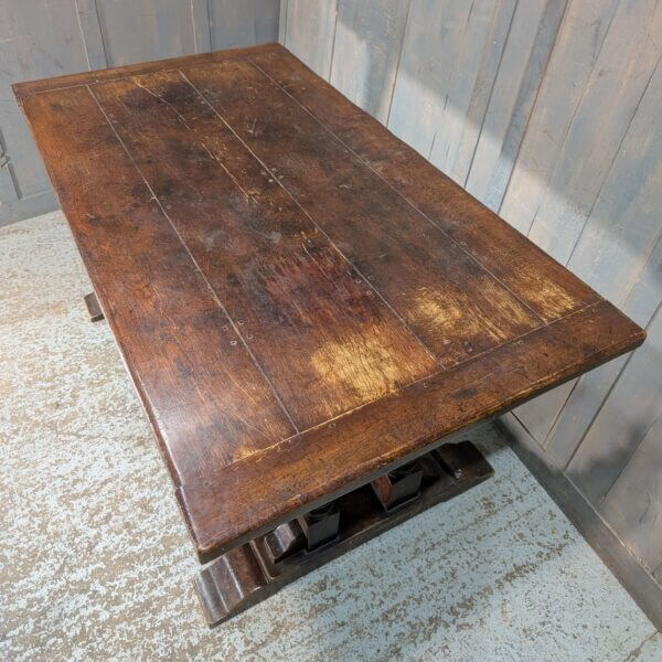 18th Century Style Rectangular Oak Refectory Dining Table with Inset Legs