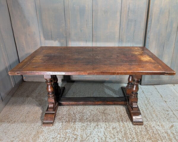 18th Century Style Rectangular Oak Refectory Dining Table with Inset Legs