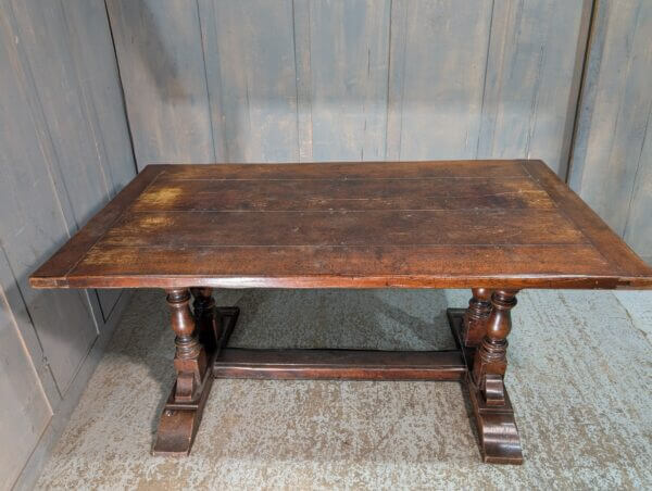 18th Century Style Rectangular Oak Refectory Dining Table with Inset Legs