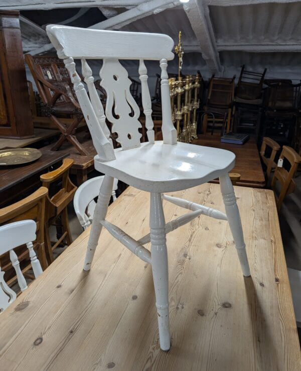 Painted White Pine Farmhouse Table with Drawer