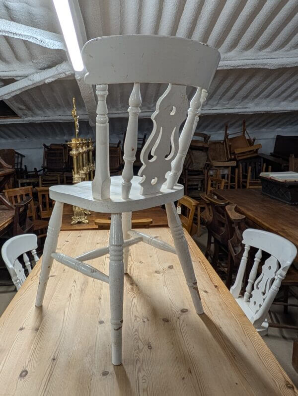 Painted White Pine Farmhouse Table with Drawer