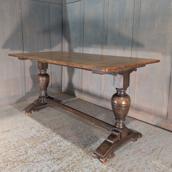 1930's Vintage Oak Baluster Leg Medium Long Refectory Table