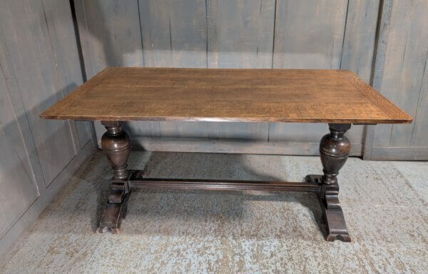 1930's Vintage Oak Baluster Leg Medium Long Refectory Table