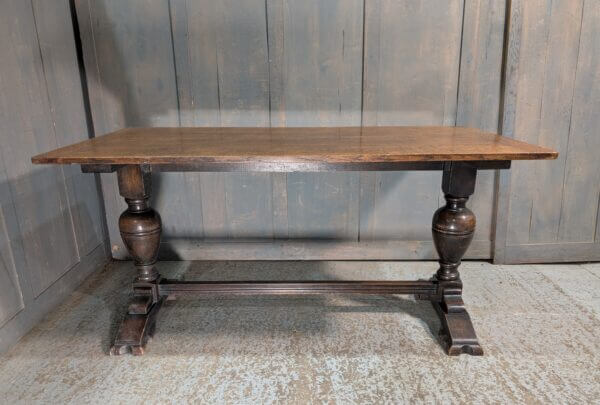 1930's Vintage Oak Baluster Leg Medium Long Refectory Table